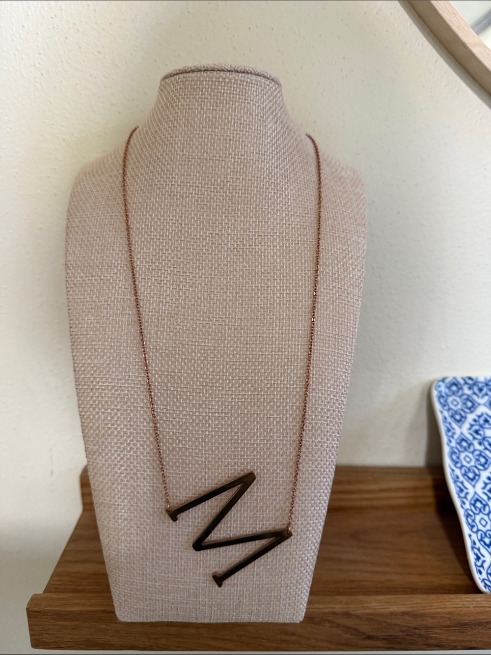 Stylish Rose Gold “M”Pendant Necklace